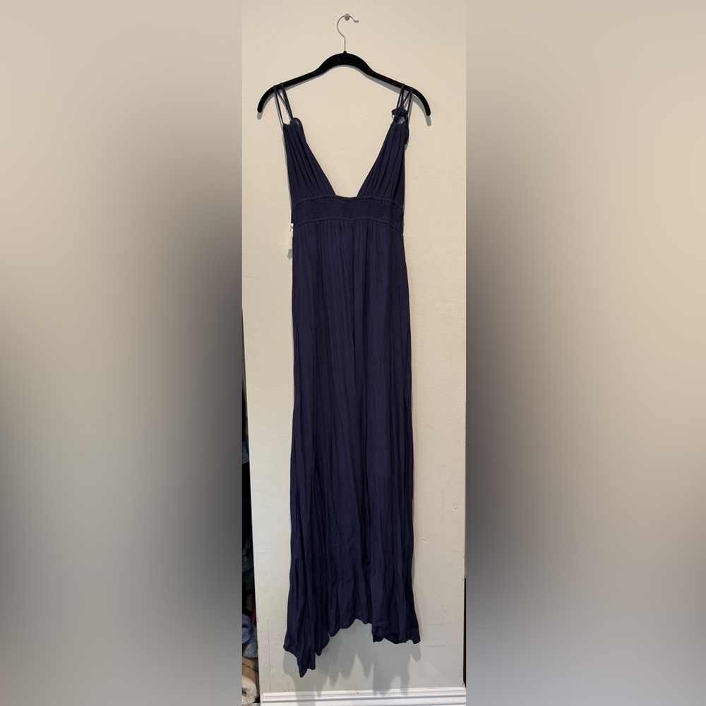 Honey Punch Navy Smocked Dress